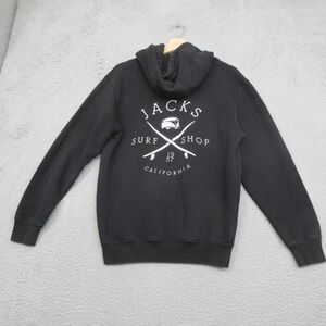 Jacks Surfboards Hoodie Mens Small Black Surf Shop VW Bus Graphic California